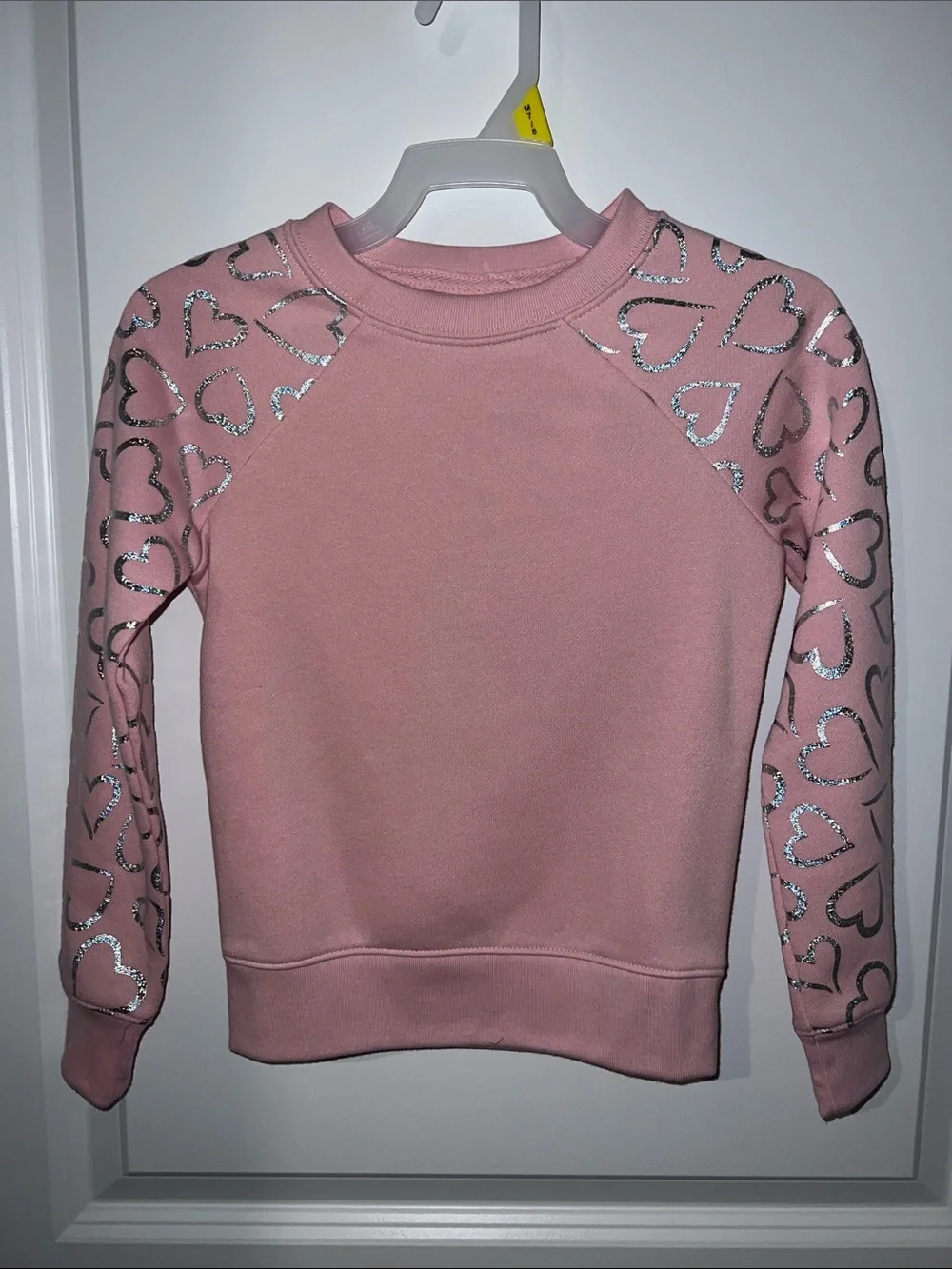Women's Pink Crewneck Sweatshirt with Silver Heart Accents